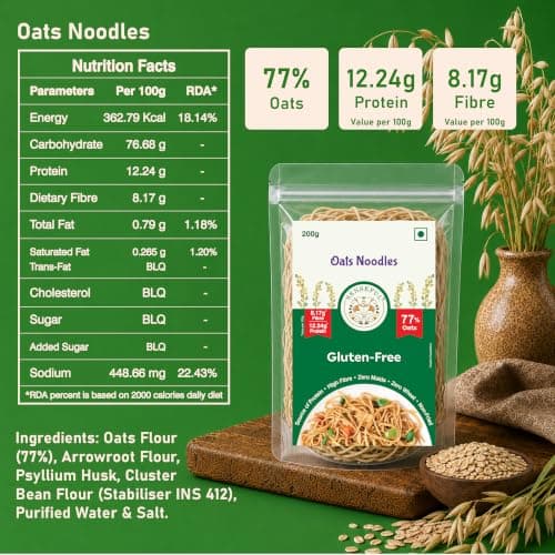 SENSEFUL Oats Noodles - Gluten-Free, With 77% Oats - 200 gm | Zero Maida, Zero Wheat, Source of Protein, High Fibre, Low Fat, Low Sugar & Non-Fried — image 3