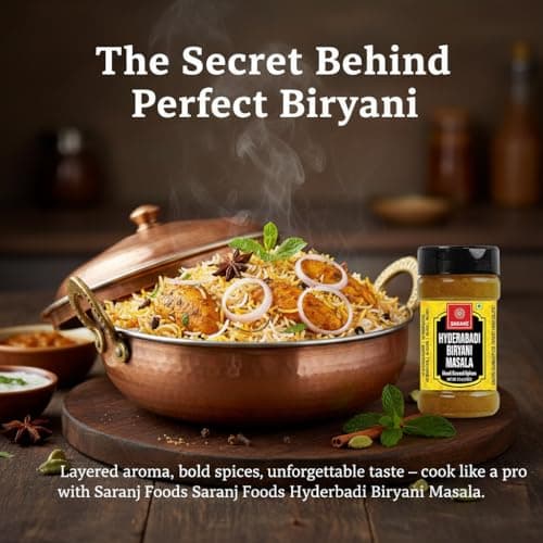 SARANZ Hyderabadi Biryani Masala Perfect for Cooking, Ready to Use, Natural Flavored Masale , Spice Powders and Masalas, Premium Artisanal Spices with Rich & Strong Flavour-100 Grams Sprinkler Jar — image 3