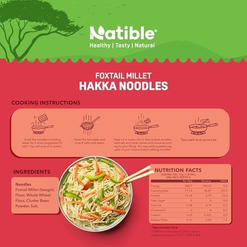 Natible Millet Hakka Noodles Combo Pack I No Maida I Not Fried I No MSG I Easy & Ready To Cook Noodles (Pack of 2) — image 3
