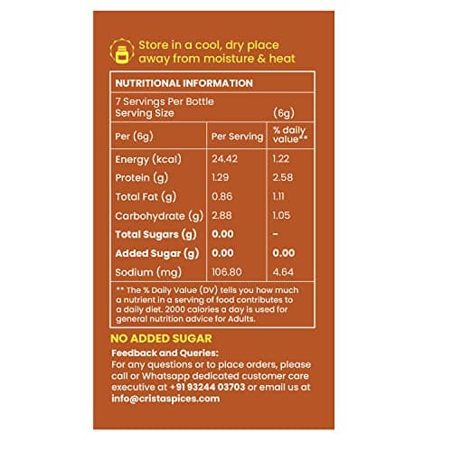 CRISTA 45 gms, Savoury Indian Curry Powder | Multipurpose Flavourful Blend | All Spices Powder | No Added Sugar | No Onion | No Garlic | Vegan | Zero added Colours, Additives & Preservatives — image 2