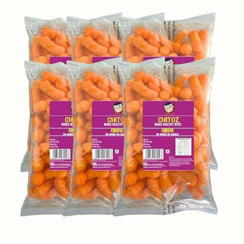 Snack First Chitoz, Pack of 6, No Onion No Garlic, Jain, Puffed Snack, Corn Puffs, Healthy Snack, Namkeen, Each 80g