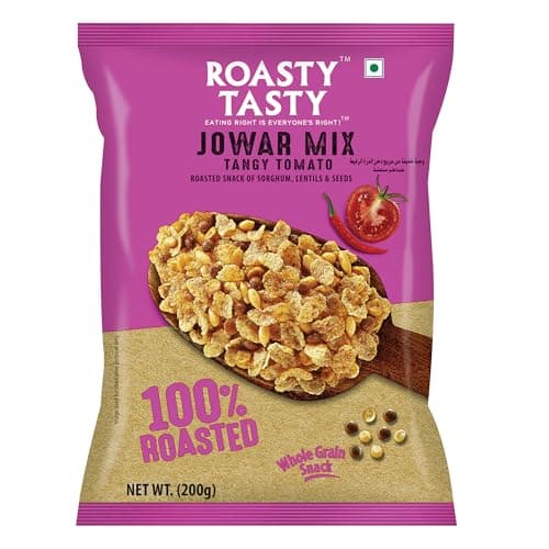 Roasty Tasty Jowar Mix Tangy Tomato 200G (Pack of 2)|Healthy Snack|Crunchy Millet Snack Made With Jowar Flakes & Seeds Mix|Low Calorie Snacks|Roasted Namkeen|No Transfat Diet Mixture In Tangy Tomato Flavour