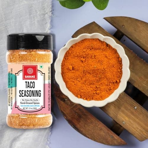 SARANZ Jain Mexican Seasoning Combo Pack | Jain Taco Mix and Mexican Mix | No Onion No Garlic | For Tacos, Burritos, Wraps, Nachos and Rice Bowls | Vegan, Gluten-Free, Dairy-Free | Set of 2 x 100g Jars — image 4