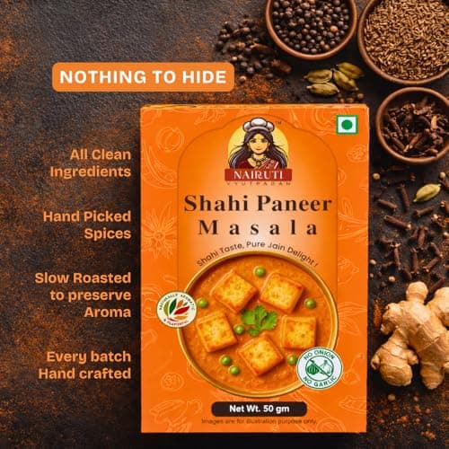 Nairuti Vyutpadan Jain Shahi Paneer Masala 50g | No Onion No Garlic | Authentic Satvik & Jain-Friendly Paneer Gravy Masala | Rich Creamy Flavor | Pure & Natural Indian Spice Blend — image 3
