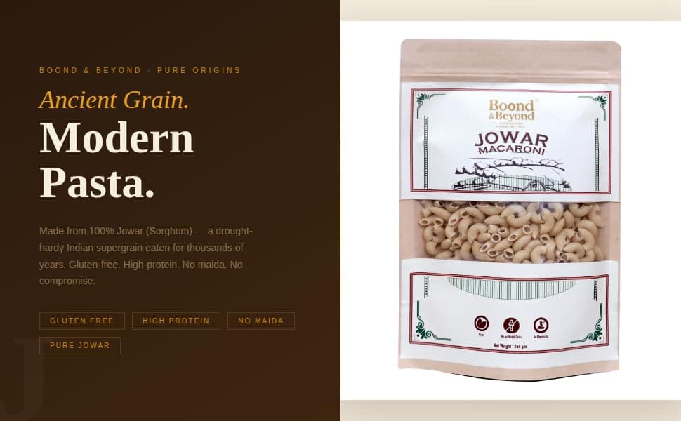 Boond & Beyond Jowar Macaroni | No Maida, Gluten Free Millet Pasta | High Fiber & Protein | Healthy Pasta for Kids & Weight Loss | Light Meal Option — image 3