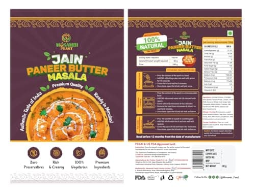 MOSAMBI FEAST Ready-to-Eat Jain Paneer Butter Masala | 100% Natural Zero Preservatives | Rich Creamy Authentic Indian Flavors | Premium Vegetarian Ingredients — image 3