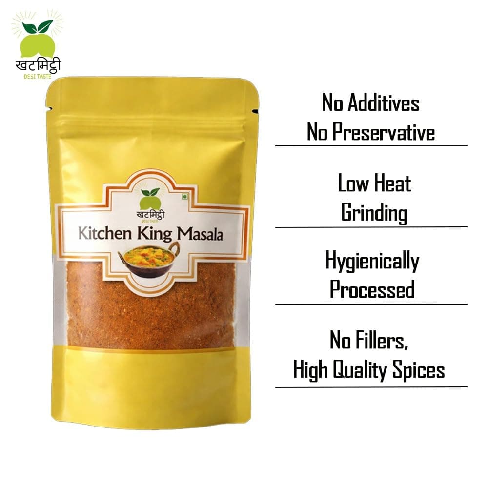 Khat Mitthi 100g Kitchen King Masala Authentic Indian Spice Blend for Sabzi, Curry & Gravy | Traditional Homemade Flavor | Fresh Aromatic Mixed Masala Powder Pouch — image 3