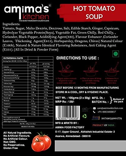 Amima's Kitchen Hot Tomato Jain Soup (No Onion No Garlic) - 100 Grams [Serves 10] | Instant Soup Mix Powder | Ready To Cook | No Artificial Flavour & Colour | Gluten Free | Non GMO | Healthy Soup — image 6