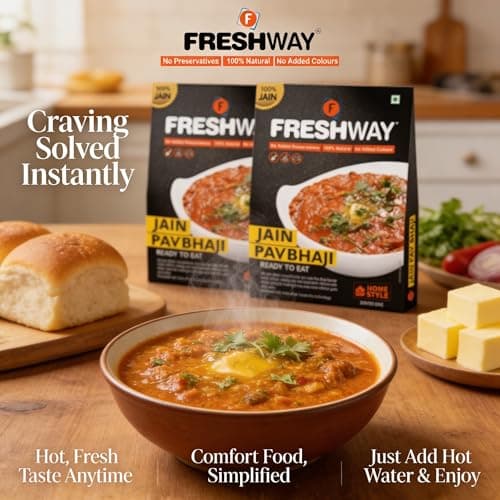 Freshway Pack of 2 (Jain Pav Bhaji & Jain Pav Bhaji) Ready to Eat Freeze Dried with No Added Preservative & Colors — image 3