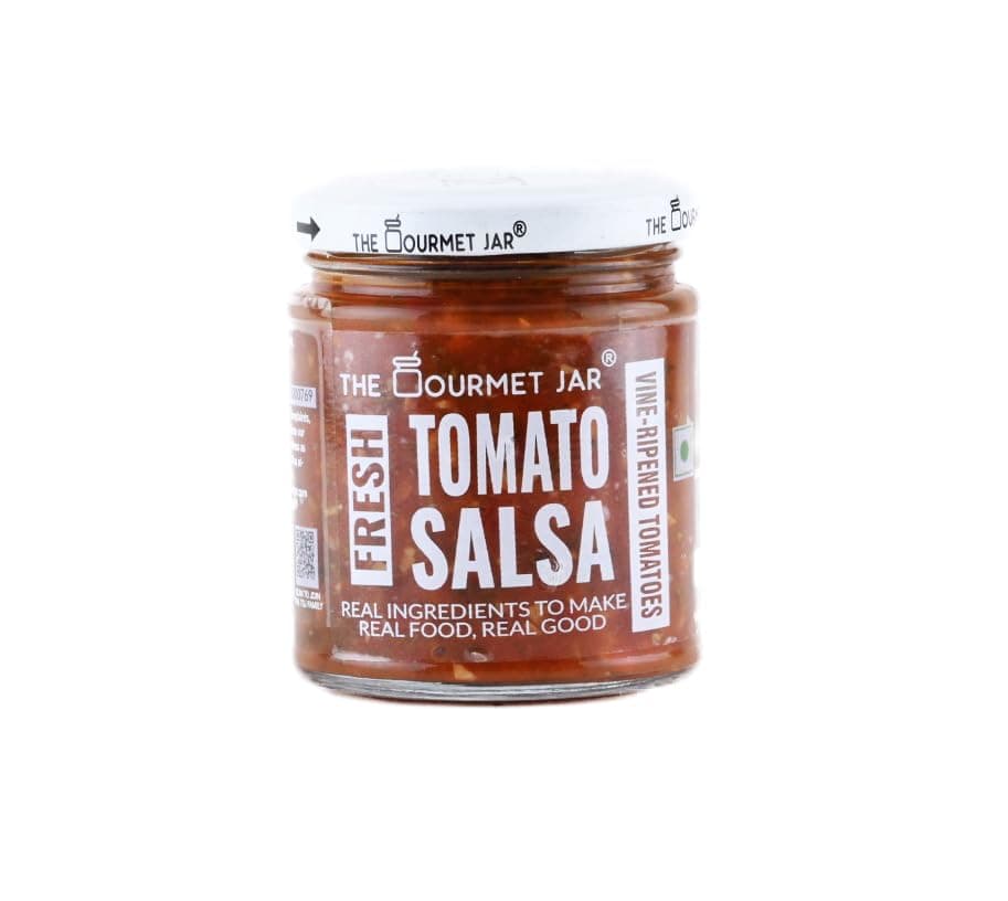 The Gourmet Jar Fresh Tomato Salsa 190g| 100% Natural, No Preservatives, No Artificial Colors, No Artificial Flavours| Vegan| Keto-friendly| Mexican Salsa| Made with Real Tomatoes| Fresh, Herby, Tangy| Enjoy it with Nachos, Tacos, Burrito Bowls & Chips| Pack of 1
