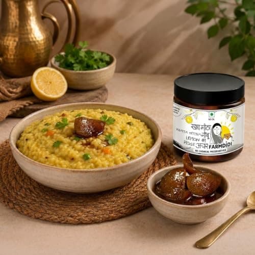 FarmDidi Lemon Pickle 325g in Fresh | Indian Homemade Nimbu ka Achar with No Onion & Garlic | Sweet & Sour Oil-Free Pickle | Traditional Grandma-Style Recipe | Organically Processed — image 6
