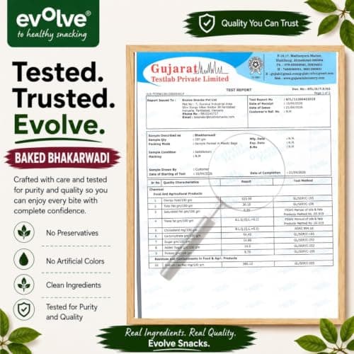 Evolve Baked Bhakarwadi Healthy Snacks for Kids, Adults | Gluten Free, No Artificial Colors or Preservatives, Freshly Made, Ready to Eat, Crunchy Masala Flavor - 100g — image 8