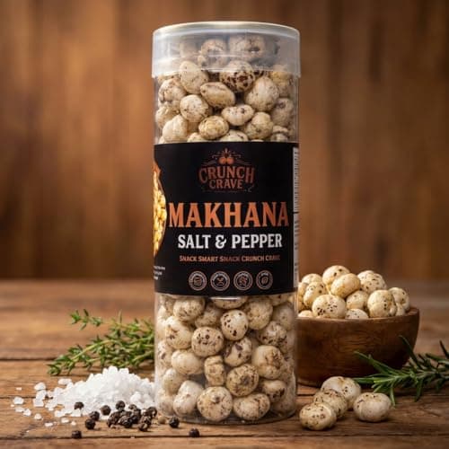 Crunchcrave Roasted Makhana Salt & Pepper, Jain Friendly, No Onion No Garlic, High Fiber Protein Snack — image 3
