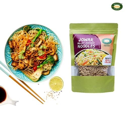 Millet Amma Little Millet Instant + Jowar Millet Noodles Combo - 350 Gms, Pack of 2 - Each 175 Gms, Easy & Ready to Cook, Zero Maida & Vegan, Best Choice for Instant Breakfast & Dinner — image 7