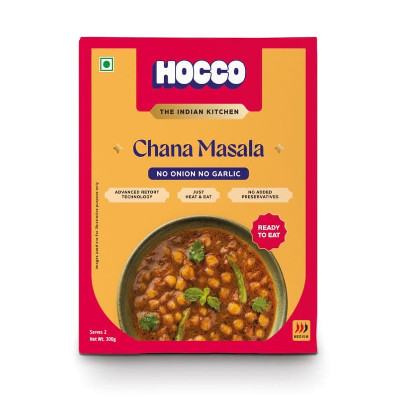 HOCCO Jain Chana Masala Ready To Eat | Just Heat & Eat | Pure Veg Indian Food | Ready to Eat Meal | No Added Preservative & Colours | Meal Ready in 5 Minutes | Microwave-Able Serve 300gm (Pack of 1)