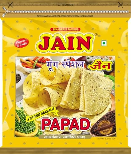 JAIN Papad Moong Dal Special Strong Masala, 400g, 10 Inch, Handmade