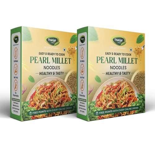 Thanjai Natural Pearl Millet Noodles 180 Grams X 2 (360 Grams) of Homemade Natural Noodles (No Preservatives, No Chemicals, No Artificial Extract)