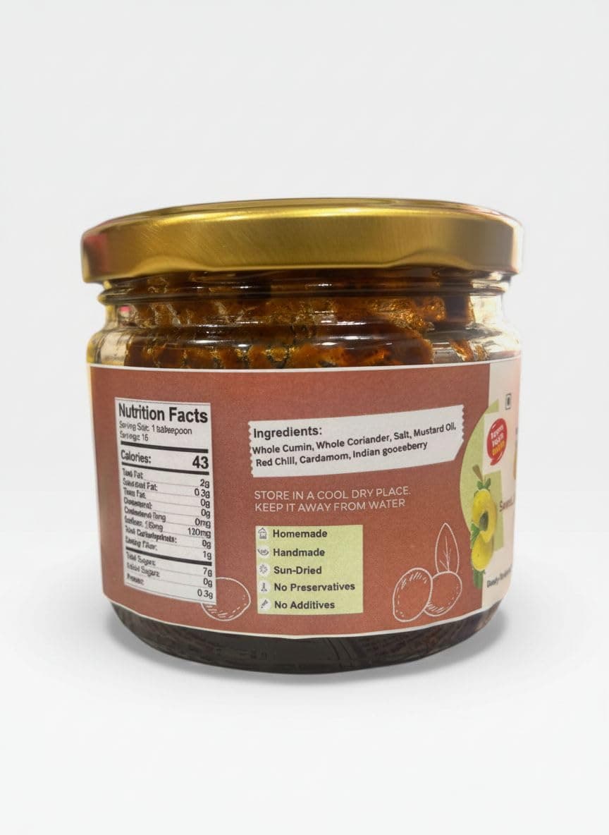 Amlaki Achar by Ghoroa | 250g | Sweet & Sour | Homemade Amla Achaar Without Onion & Garlic | Seedless Indian Gooseberry Pickle | Less Oil, Preservative-Free | Traditional Awla Pickle — image 3