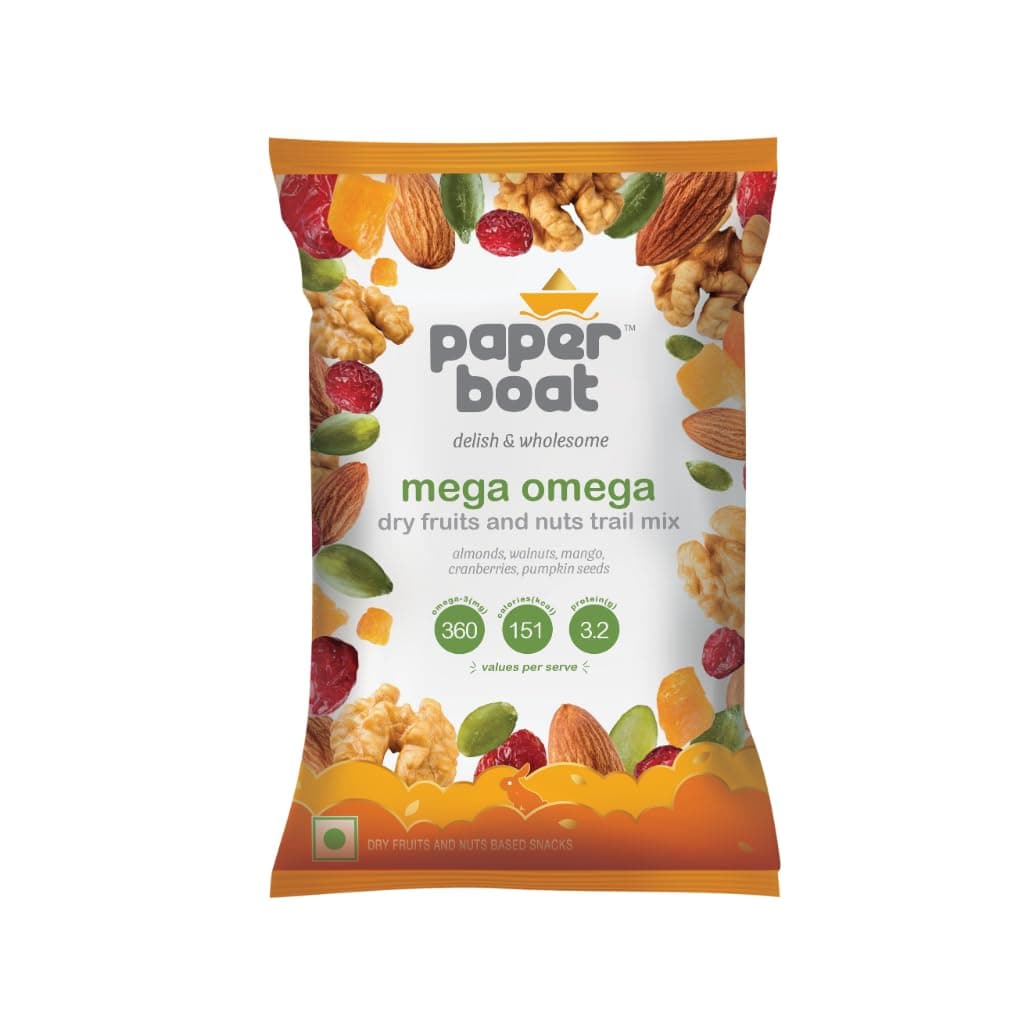 Paper Boat Mega Omega Dry Fruits Mix, Premium Trail Mix with Omega 3 | Healthy Mixed Nuts with Almonds | Walnuts | Cranberry | Pumpkin Seeds (Pack of 10, 30g each) — image 3