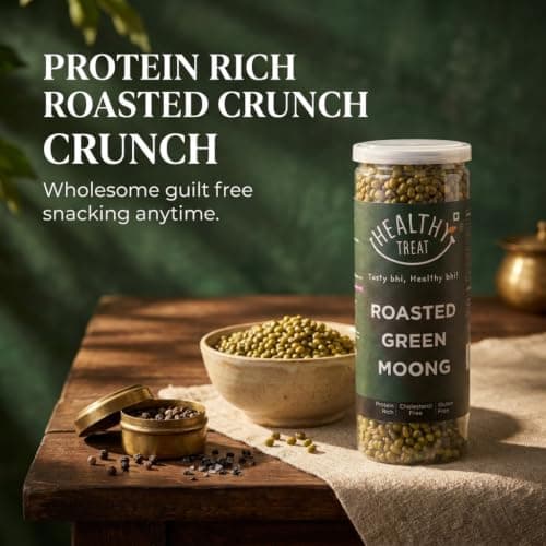 Healthy Treat Roasted Solid Moong 300 gm (Pack of 2-150 gm each) | Spicy Masala Moong | Healthy Roasted Snacks | Protein Rich Snack | Roasted Oil-Free Namkeen | Gluten Free — image 3