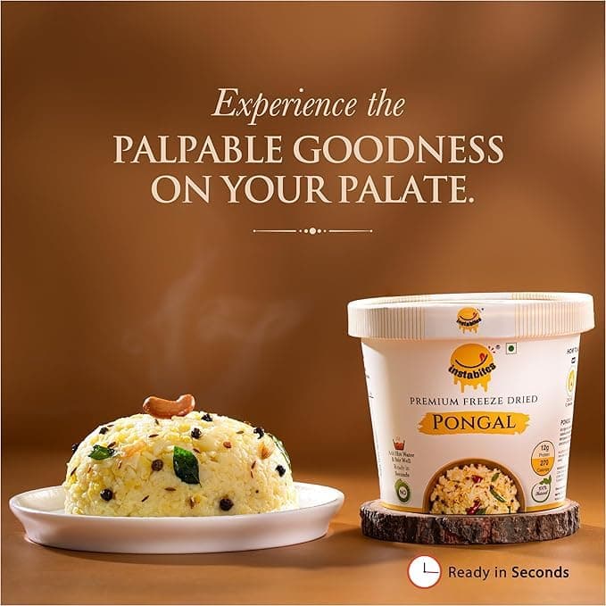 Instabites Ready to Eat Pongal 65g, No Added Preservatives and Ready to Eat in Minutes - Pack 3 — image 3