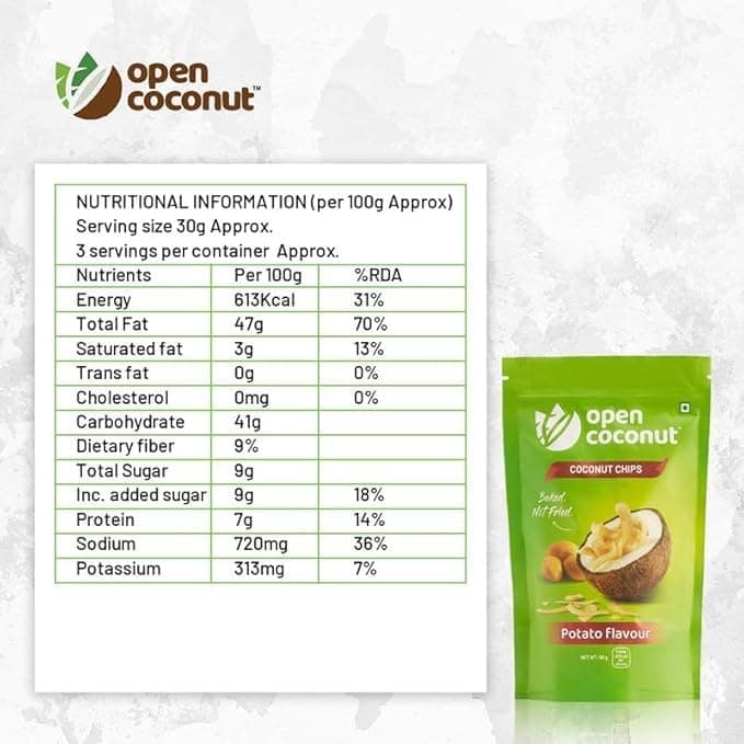 OPEN COCONUT Potato Flavor Baked Chips (90 gm) & Coconut Honey Bee-Free Honey from Coconut Nectar (250 gm) | Vegan, Jain Friendly, No Added Sugar | Healthy, Tasty & Crispy Snacks — image 2
