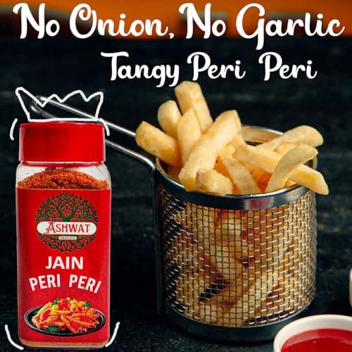 Ashwat Jain Peri Peri Sprinkler - No Onion No Garlic - For Multipurpose Seasoning - Fries, Sweet Corn, Makhana, Papad, Khichdi (90 gm) — image 5