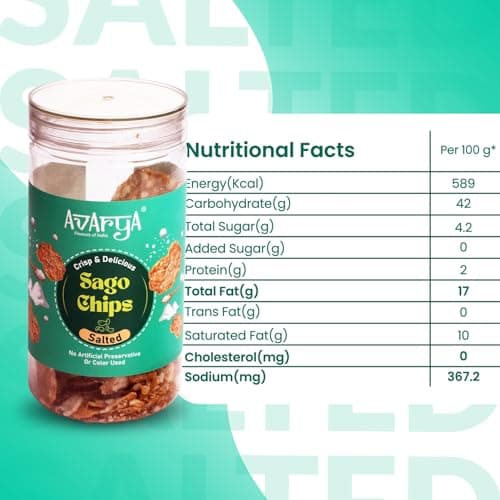 Avarya Assorted Sago Chips | Classic Salted Sabudana Chips | Crispy & Fresh Indian Snack | Falhari Friendly | 100% Vegetarian | Light & Crunchy Tea Time Munchies | 125gm | Pack of 1 — image 2