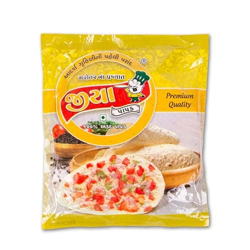 JIYA Banana Water Papad | 500g Pack | 7.5 Inch | 35-40 Papads | Swaminarayan Devotional Snack | Jain-Friendly Papadum Without Onion & Garlic | Crispy Snack for Fasting & Festivals