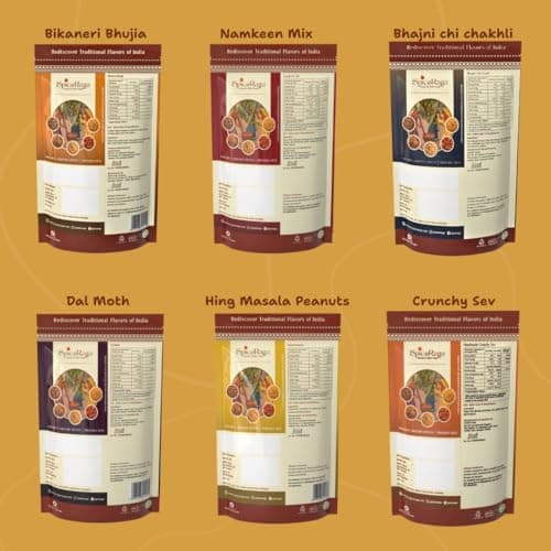 SpiceRaga | Bikaneri Bhujia, Dalmoth, Mix Namkeen, Hing Masala Peanuts, Bhajni Chi Chakli, Crunchy Sev (Pack of 6)| Made With Pure Groundnut Oil | No Palm Oil | No Trans Fat | Indian Snacks Combo | Total 920g | — image 5