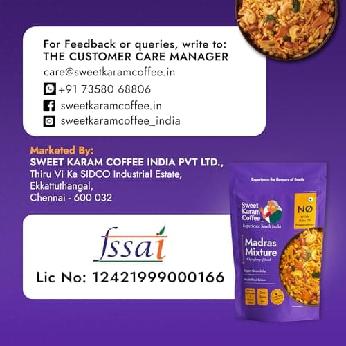 Sweet Karam Coffee Special Madras Mixture – 200grams | No Palm Oil or Preservatives | Authentic South Indian Namkeen Snack | Crispy & Fresh Homemade Taste | Perfect Tea-Time Savory — image 7