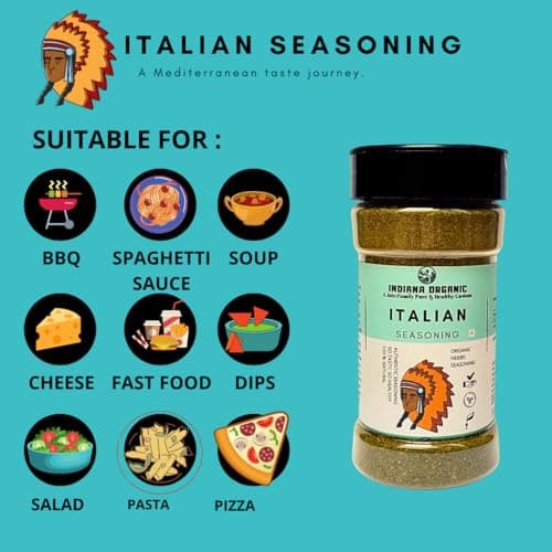 Indiana Organic Italian Herbs - A Mediterranean Taste Journey, Seasoning with Himalayan Herbs (75Gram) (NO Onion and Garlic) — image 3