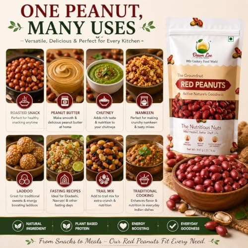 Dawn Lee Raw Desi Red Peanuts | Mildly Roasted | High Protein & Fiber | Groundnut | Moongfali | Sing Dana | Premium Fasting Snack for Navratri, Ekadashi | Non-GMO | Resealable Kraft Bag – 400g — image 7