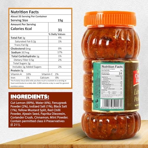 Chokhi Dhani Lime Pickle 500g | Tangy & Spicy Nimbu Achar | Oil Free Lemon Pickle | No Onion No Garlic | Traditional Indian Pickle | Homemade Style — image 2