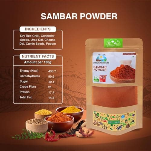 Panchabhootani Sambar Powder 100g | South Indian Authentic Flavour | Easy Digestion - Vegan | No Garlic | No Onion | Delicious Sambar At Home | No Preservatives (Small, 100.00, gram) — image 3