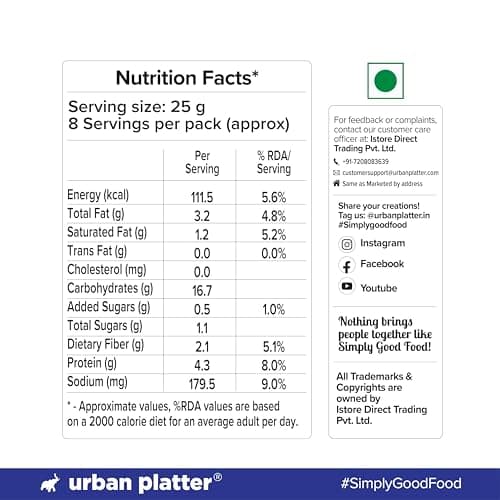 Urban Platter Baked Bhujia/Bhujiya Mast Masala, 200g (Baked Not Fried, Better-For-You Indian Snack, 4.3g Protein & 2.1g Fibre) — image 2