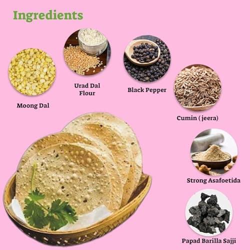 Marwar Rajasthani Moong Dal Plain Papad 400gm | Low Spicy Handmade Sada Pappadam | Zipper Pack Appadam | Size: 7Inch, Contains 28-30 Papads | Perfect Snack or Meal Side — image 3