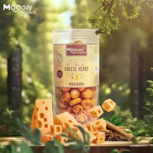 Mooddy Munch Cheese Herbs Jain Flavour & Roasted Makhana/Fox Nuts/Healthy Party Indian Snacks (70g) Jain Variety, No Onion No Garlic — image 4