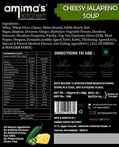 Amima's Kitchen Cheesy Jalapeno Jain Soup (No Onion No Garlic) - 100 Grams [Serves 10] | Instant Soup Mix Powder | Ready To Cook | No Artificial Flavour & Colour | Gluten Free | Non GMO | Healthy Soup — image 6