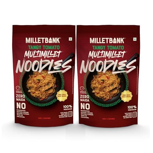 Millet Bank No Maida Foxtail Millet Hakka Noodles combo Free Masala Pack Inside, No Maida, Not Fried, No MSG, No Added Preservatives, Noodles for All Age Groups Naturally Yours ,Cup Noodles Pack of 2 180g Each — image 7