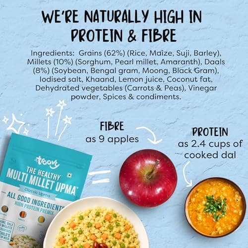 Troovy High Protein Premix | All Natural Ingredients | No Palm OIl | No Preservatives | Made with the goodneess of 10 grains (Pack of 2, Upma) — image 7
