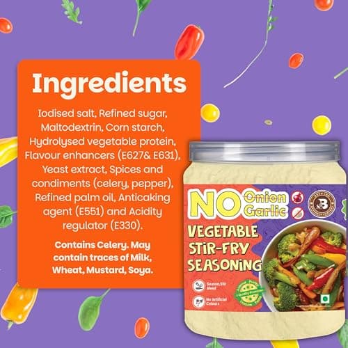 Brew Lab No Onion No Garlic Vegetable Stir-Fry Seasoning | Jain-Friendly Veg Stir Fry Masala | Healthy Asian & Chinese Style Seasoning | Multipurpose Cooking Masala – 250g — image 3