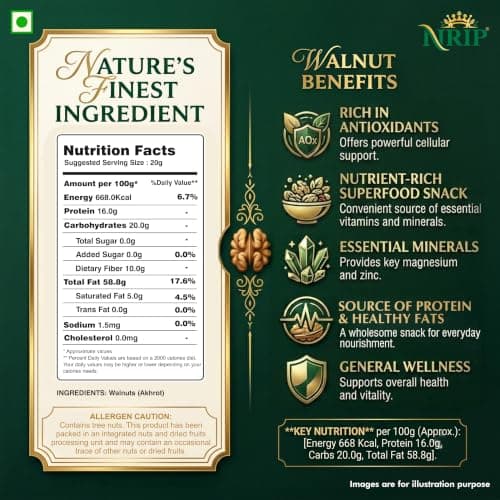 NRIP Premium Walnut Kernels California 200g (Pack of 1) | Walnuts without Shell | Akhrot Giri | Dry Fruits, Healthy Snacks | Natural Walnut Kernels | Rich in Protein, Iron & Source of Omega-3 — image 2