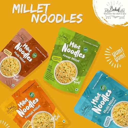 Bchef Jowar and Multi Millet Noodles | Zero Maida, No Artificial Colours, No Flavours & Preservative Added | 100% Vegan Noodles | Healthy Nutritional Food, (Combo Pack of 2,180g each) — image 8
