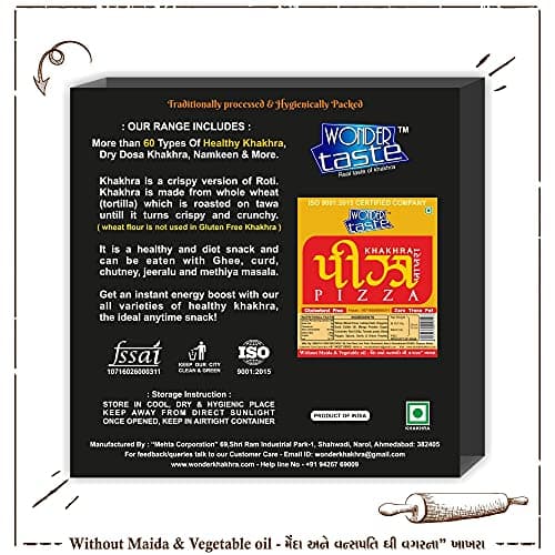 WONDER TASTE Pizza Khakhra Pack Of 4 (Each 200g) | No Maida | No Vegetable Oil | Just add Cheese and Vegetables to get Pizza Ready | Healthy Yummy & Crispy Bites for Kids | — image 3