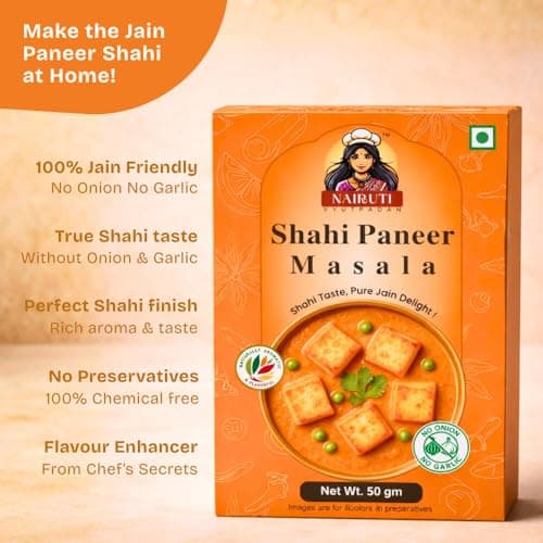 Nairuti Vyutpadan Jain Shahi Paneer Masala 50g | No Onion No Garlic | Authentic Satvik & Jain-Friendly Paneer Gravy Masala | Rich Creamy Flavor | Pure & Natural Indian Spice Blend — image 2