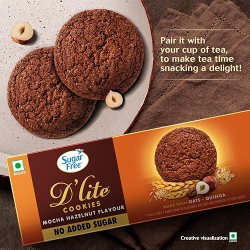 Sugar Free D'lite Mocha Hazelnut Flavour Cookies | Zero Added Sugar | Made With Oats & Quinoa, 75 Gram — image 5