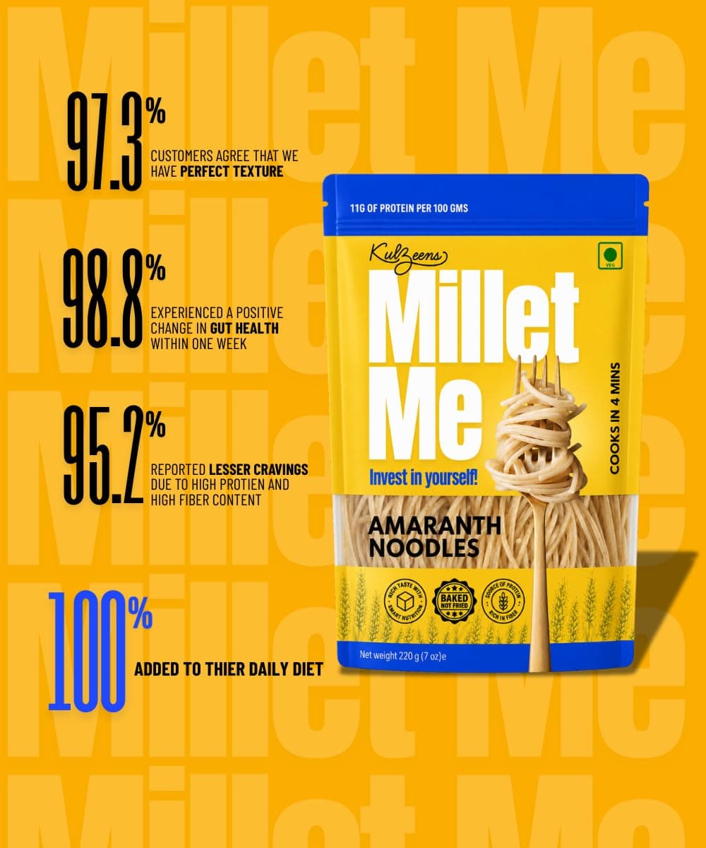 Millet Me by Kuizeens Amaranth Noodles - 220G (Pack of 2) | High-Protein | Gluten-Free Delight | Easy-to-Make | Made with Natural Amaranth Grain |Perfect for Weight Management | Jain | No Onion & Garlic — image 3