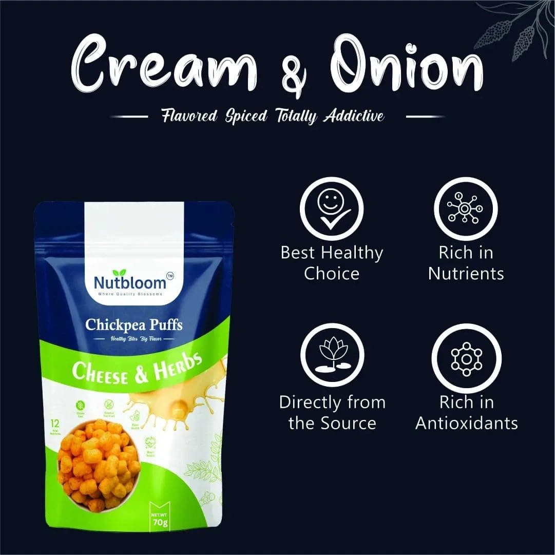 Nutbloom Chickpea Puffs – Delicious Cheese & Herbs Flavor | High-Protein, Gluten-Free, Guilt-Free Crunchy Snack (70 gm, Cheese & Herbs) — image 6