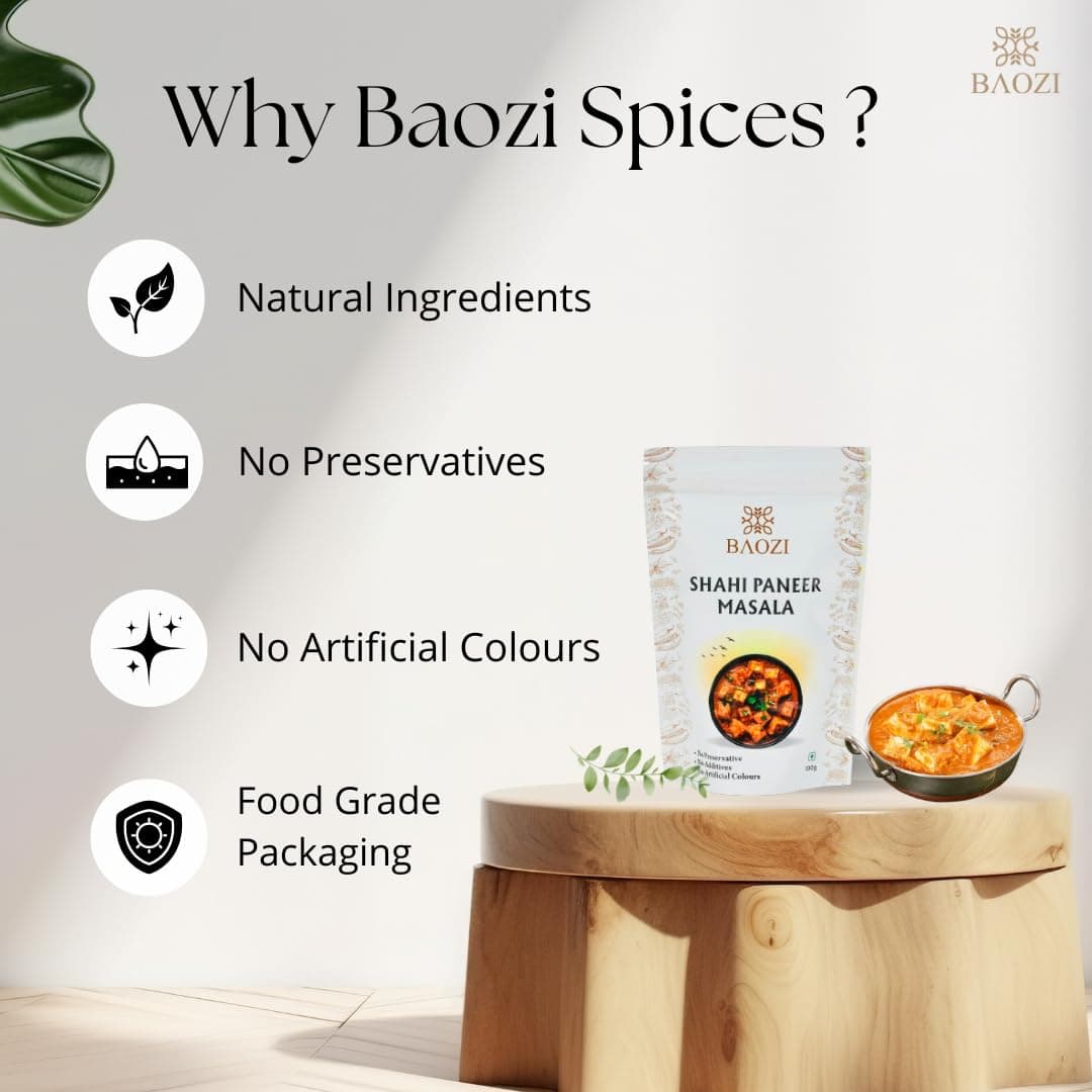 BAOZI Shahi Paneer Masala 100g - No Onion, No Garlic | Royal Indian Spice Blend for Paneer Dishes | Rich, Creamy & Aromatic Flavor | Perfect for Shahi Paneer, Curries & Gravies — image 2